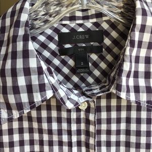 J Crew gingham shirt plum and white, classic fit